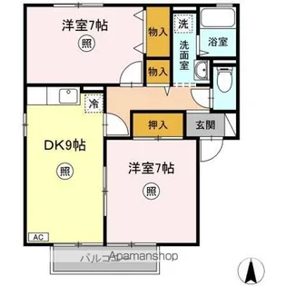 メゾンパーク新田東 CD【1階】の間取り