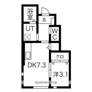 ワンリッチ金ヶ崎C【107号室】の間取り