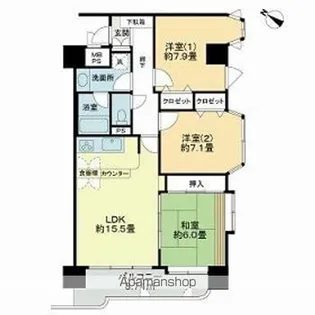 ライオンズプラザ北仙台【9階】の間取り