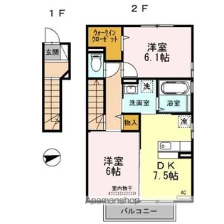 レチエII【201号室】の間取り
