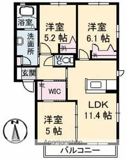 ロイヤル フェルティ F棟【1階】の間取り
