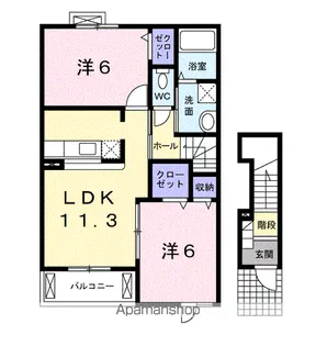 ウェストリバー 弐番館【2階】の間取り