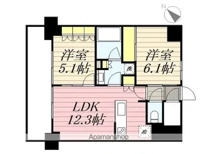 ミレーネ稲毛海岸【6階】の間取り
