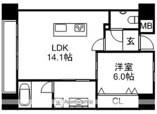 グランギャレHIRATA【402号室】の間取り