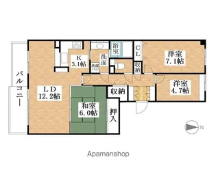 ヒューマンアイランド岩倉 B棟【413号室】の間取り