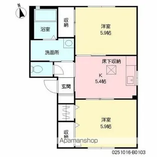 T・Yファミール Ⅱ棟【103号室】の間取り