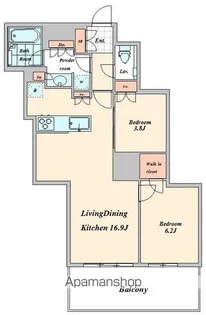 富久クロスコンフォートタワー【37階号室】の間取り