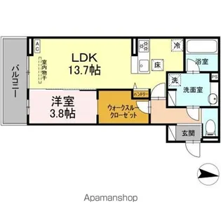 ラピルデ開成【102号室】の間取り