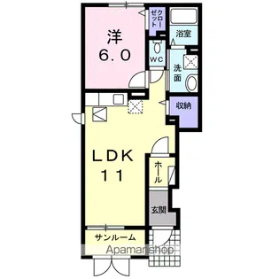 ヴィラ清四郎【1階】の間取り