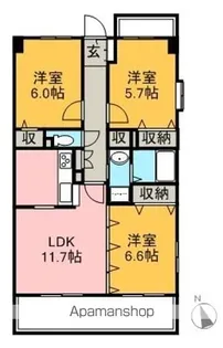 ブランドゥース【5階】の間取り