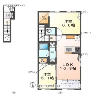 ウェストビレッヂⅡ【2階】の間取り