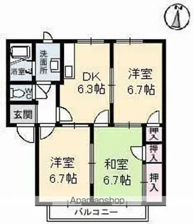 フレグランスみどり A棟【2階】の間取り