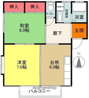 コーポアサカ【202号室】の間取り