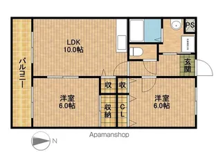 マンション紫雲E【3階】の間取り