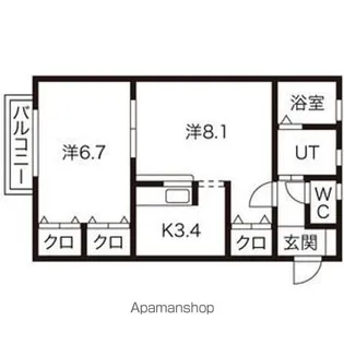 スターディオ エス【2階】の間取り
