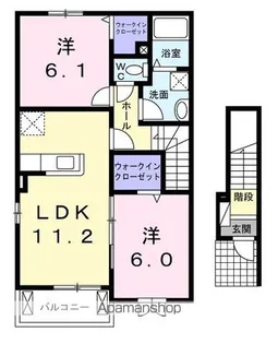 ルーベル鴨島B【2階】の間取り