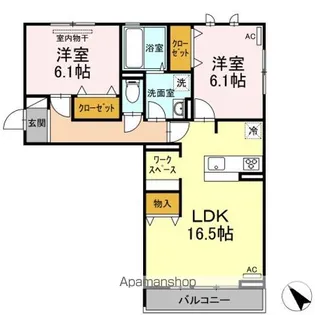 ローズ多治米【3階】の間取り