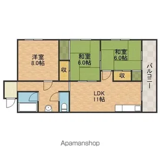 茨木春日丘ハイツ【2階】の間取り