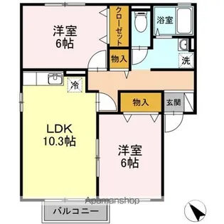 カーサエスペランザ A棟【2階】の間取り