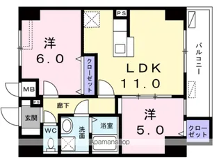 レジデンス桜樺【5階】の間取り