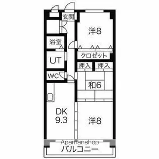 エステート垣戸【6階】の間取り