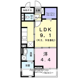 アクラス三山木【2階】の間取り