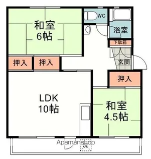 コーポ岳美B【202号室】の間取り