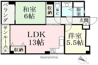 ドゥエルリバーサイド【505号室】の間取り