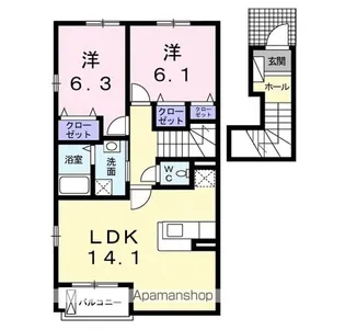 グレイス・パークA【2階】の間取り