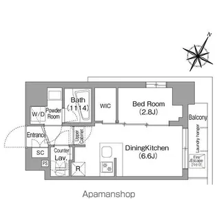東京都中野区本町6丁目【マンション】の間取り