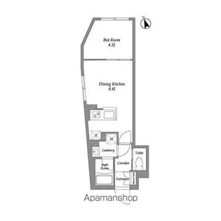 グローリオシェルト四谷坂町【4階】の間取り
