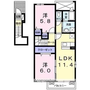 エレヴァートピアC【2階】の間取り