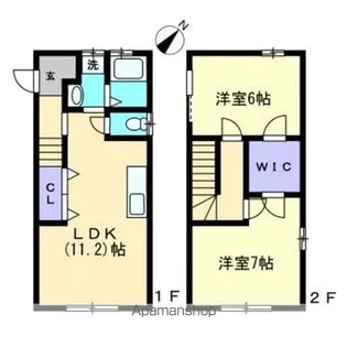 八朔ハウス A・B【B号室】の間取り