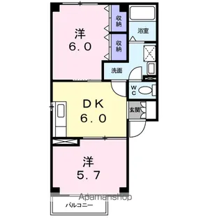 ジュネス・ソシア【1階】の間取り