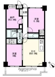 埼玉県八潮市大字南後谷【マンション】の間取り