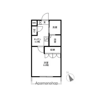 埼玉県春日部市西金野井【アパート】の間取り