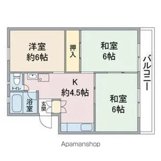 第2大幸ハイツ【4階】の間取り