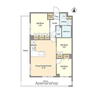 メゾンドオンディーヌ【2階】の間取り