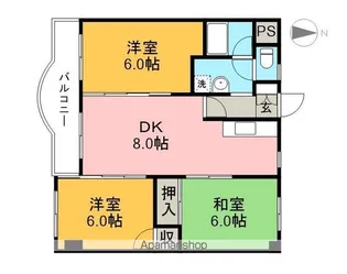 島谷グランドハイツ【4階】の間取り
