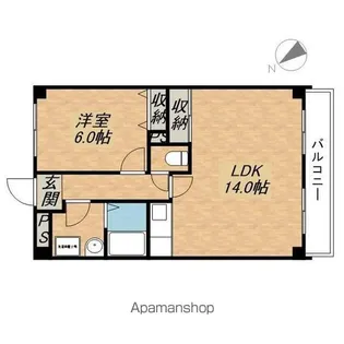 シャンセ虫生野【303号室】の間取り