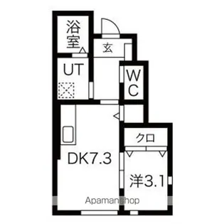 ワンリッチ金ヶ崎C【101号室】の間取り