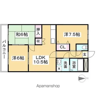 ひまわりハイツB【202号室】の間取り