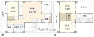 おもろまち戸建て【2・3F号室】の間取り