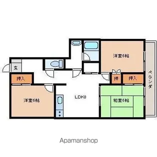 ハイツ麹屋 Ⅱ【106号室】の間取り