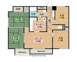 ライオンズマンション中通【3階】の間取り