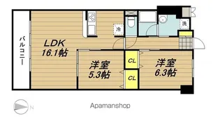 ロイヤルメドゥ北戸田【4階】の間取り