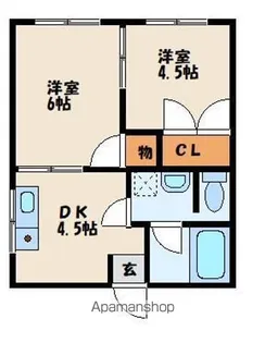 自由ヶ丘ハイツ【2階】の間取り