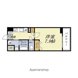 ふぁみーゆ弁天町【7階】の間取り