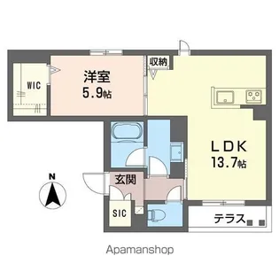 フェリーチェ 世田谷【102号室】の間取り