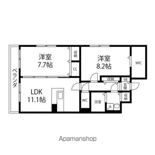 カメリア・ヒルズ中山台【104号室】の間取り